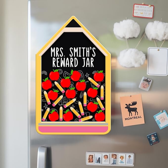 Personalized Reward Jars for Kids - Magnetic Reward Jar for Classroom Behavior – Incentive Jar with Stars for Teachers & Kids – Class Rewards Chart, Potty Training, Behavior Management, Style 04