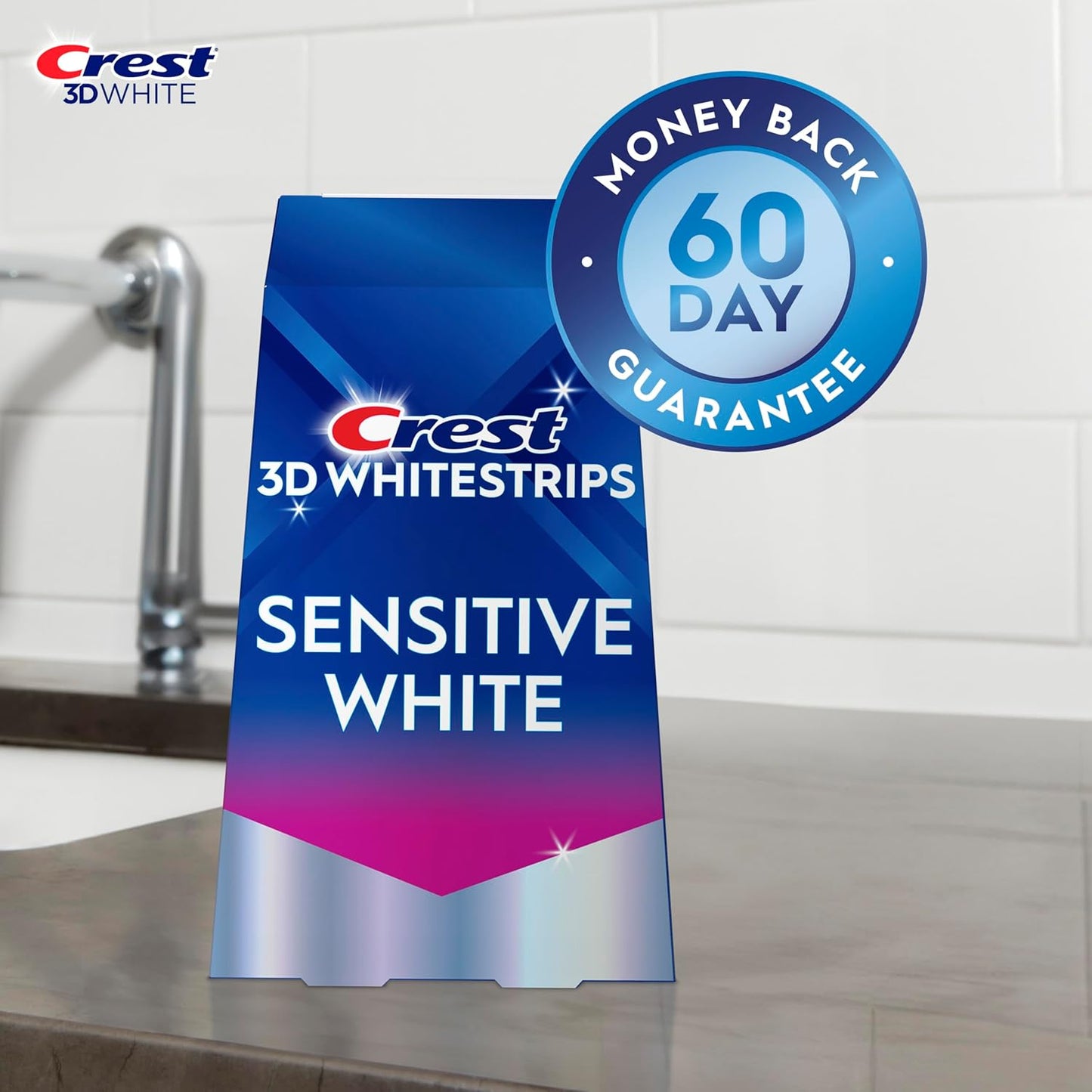 Crest 3D Whitestrips Sensitive At-Home Teeth Whitening Kit, 18 Treatments, Gently Removes 15 Years of Stains, Crest Whitestrips, Teeth Whitening Kit