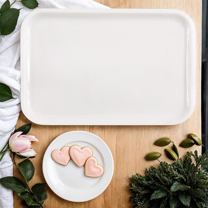 Yew & Tulip Natural Marble Vanity Tray, 12"x 8"x 0.7" Glossy White Serving Tray for Bathroom, Kitchen, Vanity, Home Decor, Wedding etc. (Polished White)