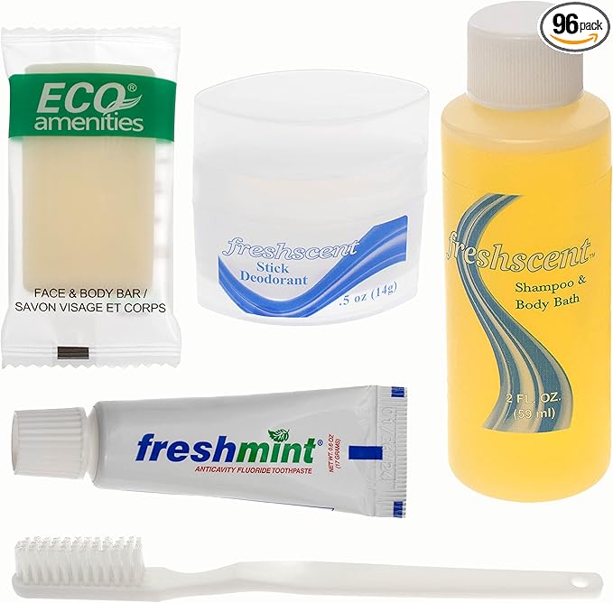 Moda West 96 Kits - Bulk Case of Wholesale Teen Basic Toiletries for Men, Women, Travel, Charity