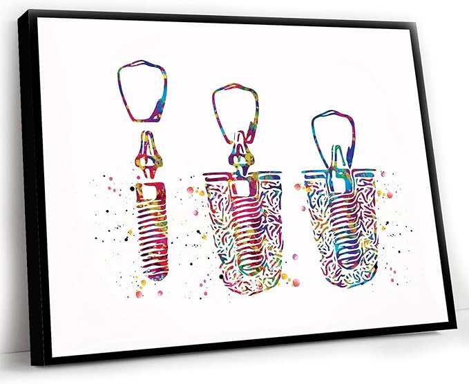 HFKSRJGW Dental Office Decor,Dental Implant Watercolor Print Tooth Anatomical Art Dental Clinic Decor Dentistry Student Science Graduaiton Dentist Gift Doctor Art,12"x16"Framed Wall Art