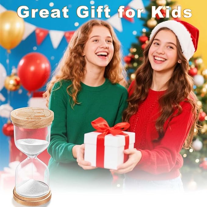 Sand Timer 15 Minute, Wooden Sand Clock, Small Hourglass Hour Glass, White Sandglass 15 Min for Classroom, Game, Desktop Office Decorative (White)