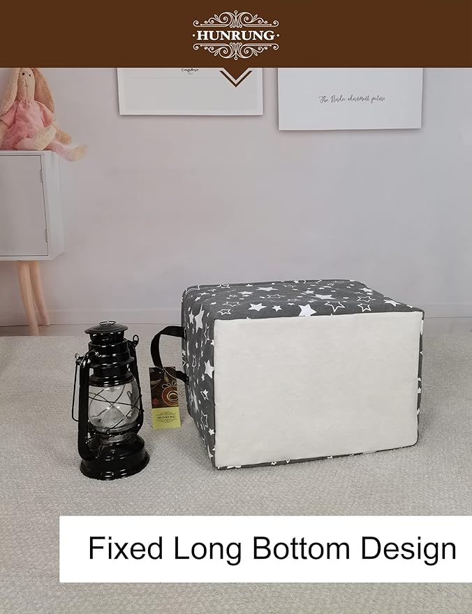 HUNRUNG Rectangle Storage Basket Cute Canvas Organizer Bin for Pet/Children Toys, Books, Clothes Perfect for Rooms/Playroom(REC-Grey star)