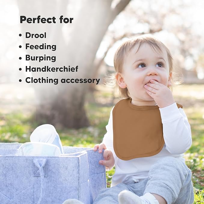 8-Pack Organic Baby Bibs for Boys, Girls - Soft Cotton Drooling and Teething Bibs for Baby Girl & Boy, Extra Absorbent, Easy To Clean & Put On for Toddler, Newborn, Infant 0-24 Months (Terracotta)