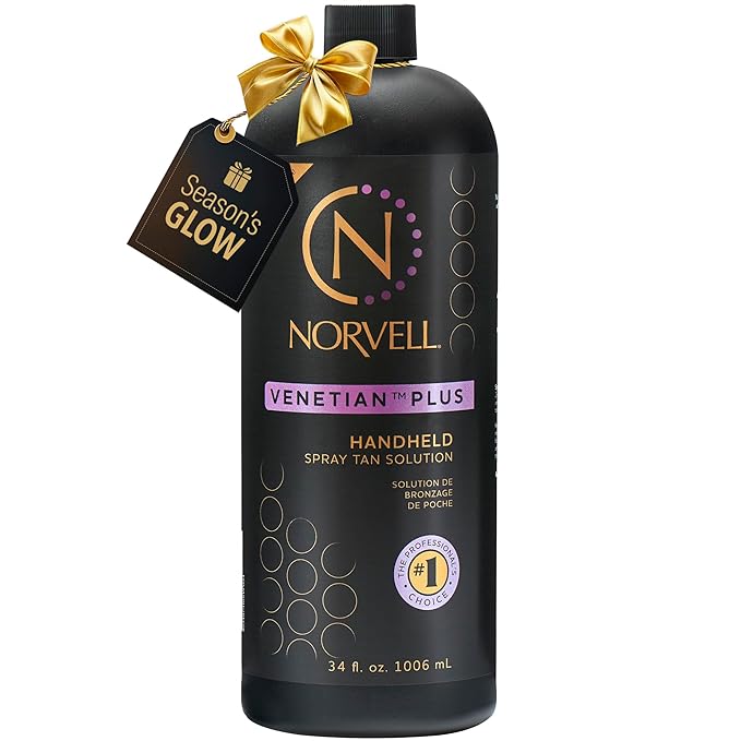 Norvell Premium Spray Tan Venetian and Venetian Plus Solutions Bundle 34 fl oz – Professional Sunless Tanning Formula for Natural Bronze Glow, Streak-Free, Long-Lasting Color
