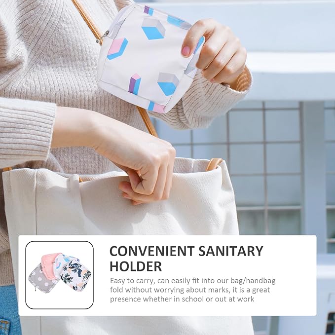 Amosfun 20pcs Sanitary Napkin Storage Bag Teen Girl Period Pad Bags Mini Zipper Open Makeup Bag Polyester Cosmetic Packets