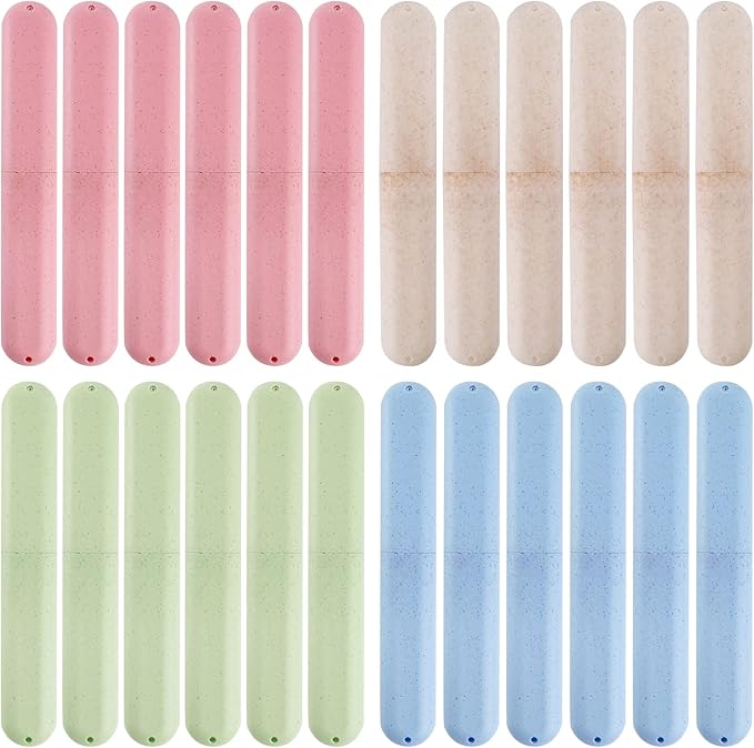 Hedume 28 Pack Travel Toothbrush Case, Portable Dust-proof Breathable Toothbrush Holder for Travel, Business, Home, Camping, School (4 Colors)