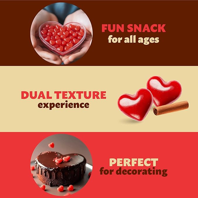 Cinnamon Imperial Hearts | 3 Pound Bag | Hot Cinnamon Candy Bulk | Heart Shaped Candy Bits for Baking, Decorating, Gifting, and Snacking | Retro Candies