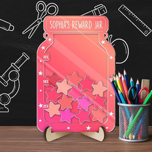 Custom Reward Jars for Kids - Magnetic Reward Jar for Classroom Behavior – Incentive Jar with Stars for Teachers & Kids – Class Rewards Chart, Potty Training, Behavior Management Tool, TT07