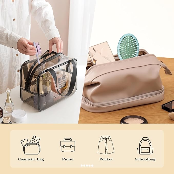 4Pcs Mini Hair Brush, Travel Detangling Brush for Girls Boys Kids Women Men, Pocket Small Hairbrush for Thick Curly Thin Long Short Wet or Dry Hair No Tangle