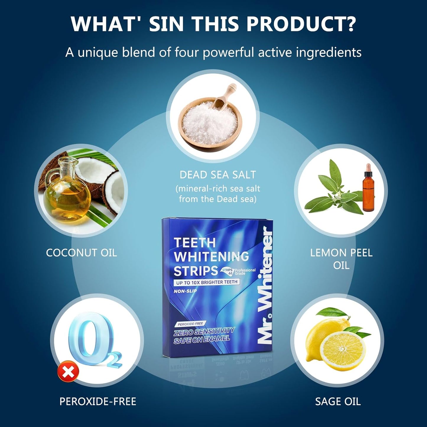 Teeth Whitening Strips, Professional Tooth Whitening Kits: 44 Strips 22 Packs Teeth Whitening Strips, Dentist-Approved, Peroxide-Free, Enamel Safe, Sensitivity Free Formula