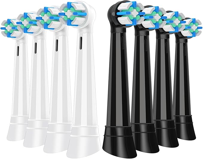 8 Pack IO Replacement Heads Compatible with Oral B iO 2/3/4/5/6/7/8/9/10 Series Electric Toothbrush, Brush Heads Compatible with Oral B iO for Gentle Dental Care (Black/White)