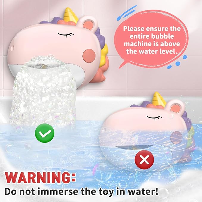Baby Bath Toys, Unicorn Bath Bubble Machine Toddler Bath Toys for Kids Ages 1-3 4-8, Interactive Bathtub Shower Water Toys Bubble Maker with Music Christmas Birthday Gifts for Boys Girls