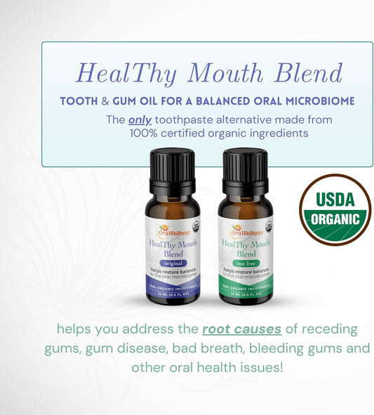 OraWellness Healthy Mouth Blend Organic Tooth Oil, Flouride Free Made in The USA Toothpaste & Mouthwash Alternative, Natural Rinse for Healthy Teeth & Gums for Women, Men and Kids, Pack of 3