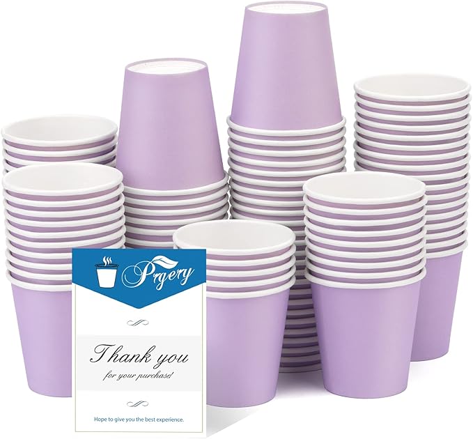100 Pack 3 oz Paper Cups, Bathroom Cups Disposable,Moushwash Cup Small Snack Cup for Water, Juice, Candy Ideal for Party Bathroom and Office（Purple）