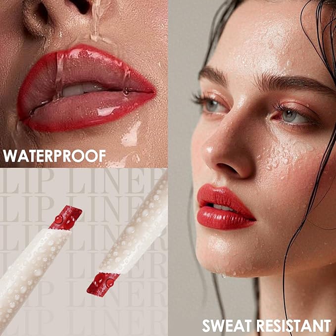 Erinde Long-Lasting Lip Liner Pencil, 2-in-1 Matte Lipliner Pencil for Sculpting & Filling, Rich Color Creamy Waterproof Lip Liner Crayon, Lip Contour Tint Makeup, Vegan & Cruelty-Free, 03 Vibrant Red