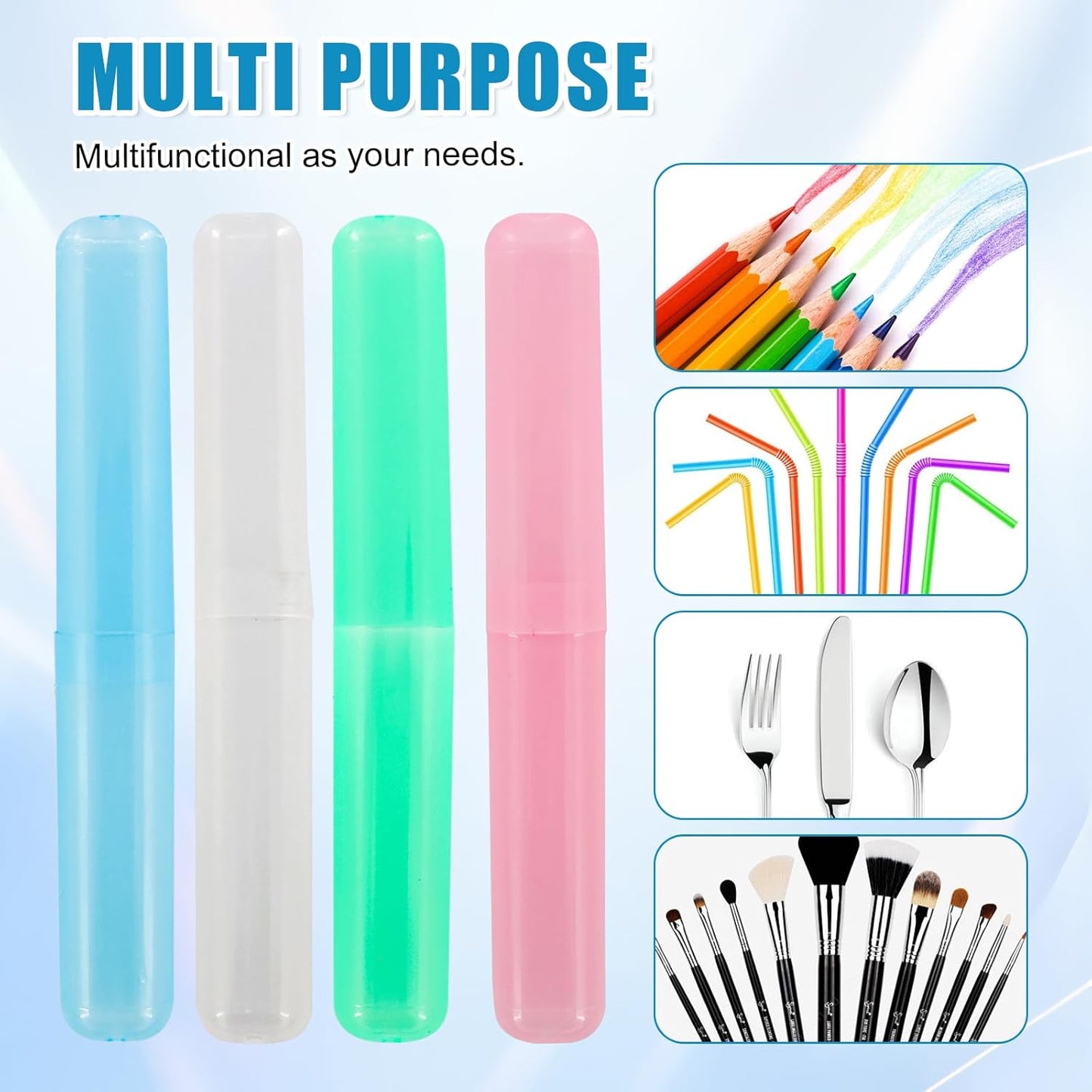 8 PCS Toothbrush Covers and Toothbrushs Travel Case, Travel Toothbrush Holder, Tooth Brush Cover Cap for Traveling, Bathroom, Camping, Business Trip