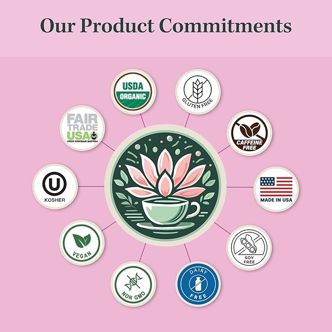 Jade Tea - Organic Women's Fertility Tea, 2 in 1 Hormone Balance Tea & Period Pain Relief - Red Raspberry Leaf, Lady’s Mantle, Red Clover, Chamomile, & Damiana Leaf, Fair Trade USA - Made in USA