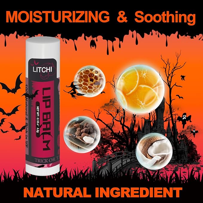 Yopela 76 Pack Halloween Natural Lip Balm Bulk with Vitamin E and Coconut Oil Lip Care Set - Moisturizing, Soothing, and Repairing Dry and Chapped Lips