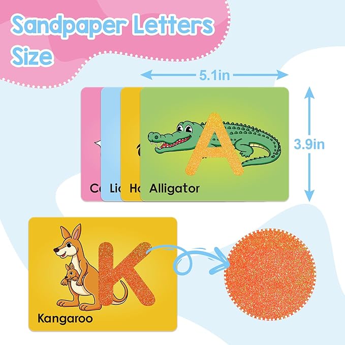 Sandpaper Letters Cards for Toddlers 3+,Word Games,Speech Therapy Toys for 3 4 5,Sensory Products, Educational Flash Cards,Learn Animals and Others