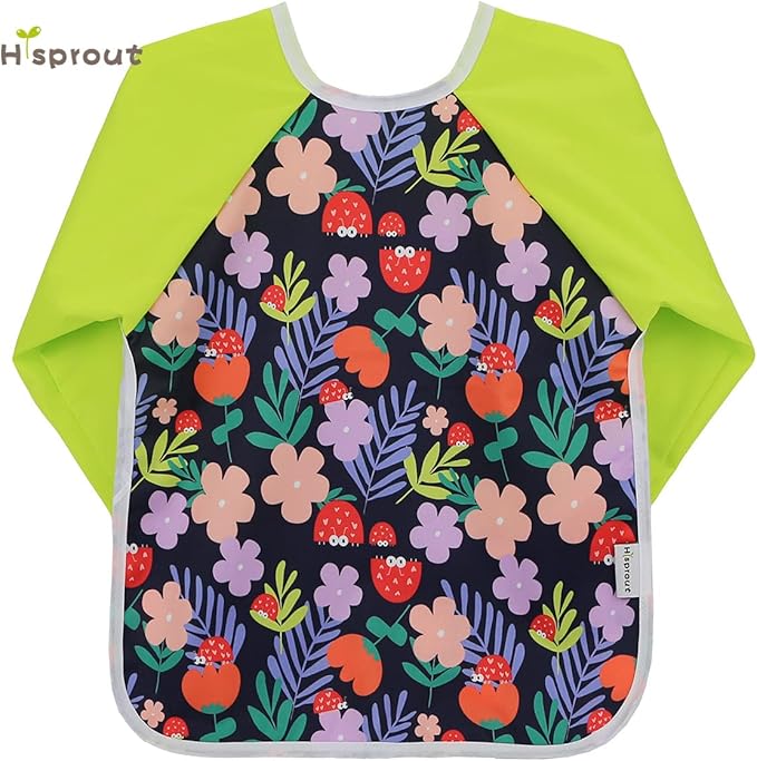 Infant Toddler Baby Waterproof Sleeved Bib, Bib with Sleeves&Pocket, 6-24 Months