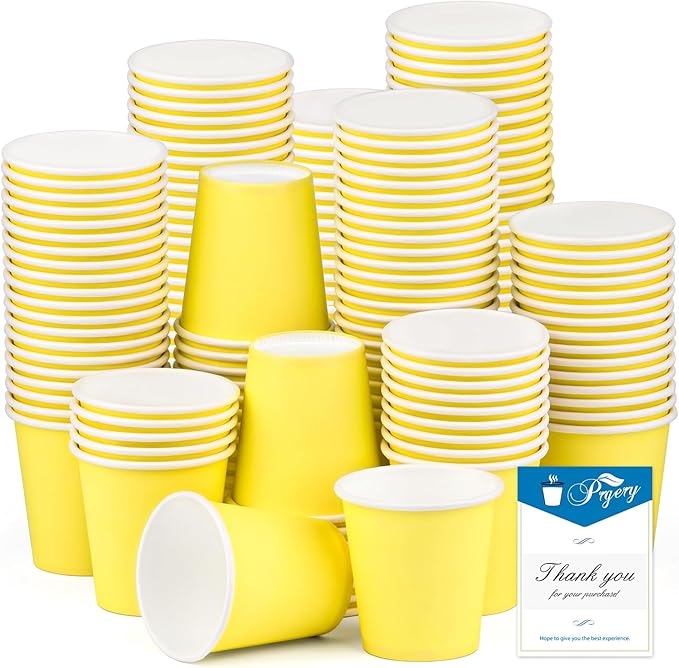 150 Pack 3oz Yellow Paper Cups,Mouthwash Cups, Disposable Bathroom Cups,Small Paper Cups 3oz Ideal for Bathroom,Supermarket,Birthday Party,Picnic and BBQ