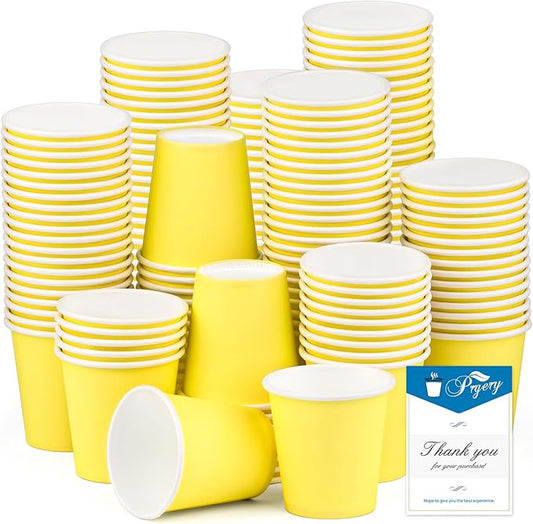 150 Pack 3oz Yellow Paper Cups,Mouthwash Cups, Disposable Bathroom Cups,Small Paper Cups 3oz Ideal for Bathroom,Supermarket,Birthday Party,Picnic and BBQ