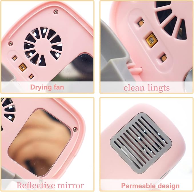 Toothbrush Travel Cover, Toothbrush Travel Case With Air Drying Function, Rechargeable Portable Toothbrush Travel Container with Holder for Household and Travel - pink