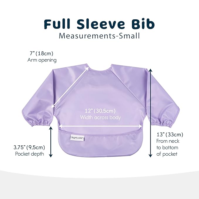 Tiny Twinkle Long Sleeve Bib for Babies & Toddlers – 2 Pack Waterproof Smock Bibs for Eating – Machine Washable & Mess-Proof, Baby Feeding Essential & Shower Must-Have (Mermaid,6–24M)