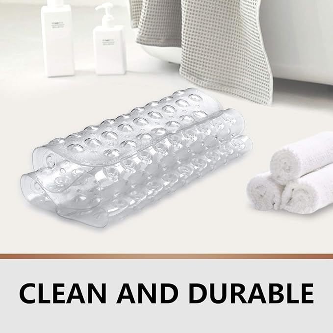 Upgrade Baby Bath Mat Non Slip Extra Long Bathtub Mat for Kids 40 X 16 Inch - Eco Friendly Bath Tub Mat with 200 Big Suction Cups,Machine Washable Shower Mat,Clear