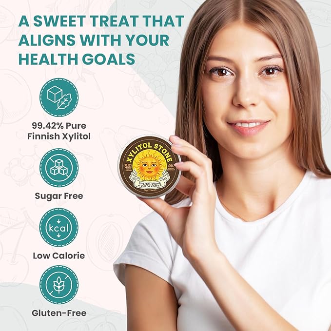Xylitol Stone Sugar Free Candy - Vegan & Keto Friendly Unique Hard Candy Sugar-Free - 100% Natural Flavor Candies - Gluten Free & Non-GMO Breath Freshener Low Calorie Mints - Coffee (Pack of 1)