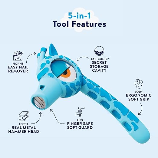 Handy Famm Children's Safety Tool Bundle - Hammer, Wrench, Screwdriver, Safety Glasses & Tape Measure for Kids - Real Tools, Made for Boys & Girls