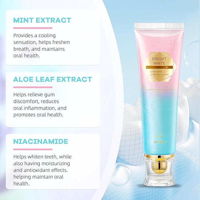 Niacinamide Whitening Toothpaste, Niacinamide Toothpaste with Natural Gentle Care Deep Stain Removal Clean, It Has a Powerful Effect of Whitening Teeth (1PC)