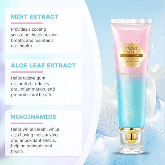 Niacinamide Whitening Toothpaste, Niacinamide Toothpaste with Natural Gentle Care Deep Stain Removal Clean, It Has a Powerful Effect of Whitening Teeth (1PC)