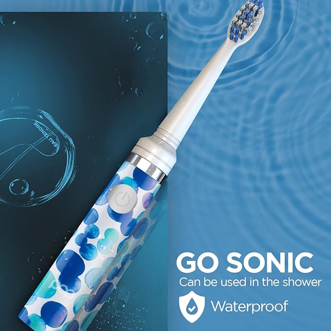 Pop Sonic Electric Toothbrush (Blue Bubble) - Travel Toothbrushes w/AAA Battery | Kids Electric Toothbrushes with 2 Speed & 15,000-30,000 Strokes/Minute, Dupont Nylon Bristles