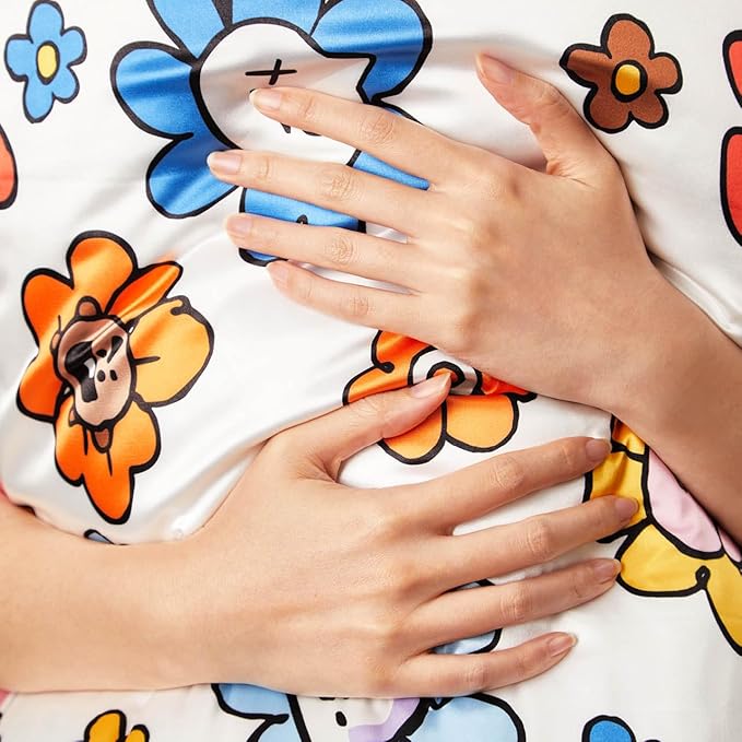 Kitsch x BT21 (Mang) Satin Pillowcase with Zipper for Hair & Skin - Softer Than Silk Pillow Cases, Smooth Cooling Pillow Cover, Wrinkle-Free, Machine Washable, King Size (19x36)