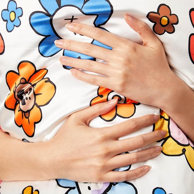 Kitsch x BT21 (Van) Satin Pillowcase with Zipper for Hair & Skin - Softer Than Silk Pillow Cases, Smooth Cooling Pillow Cover, Wrinkle-Free, Machine Washable, Queen/Standard (19x26)