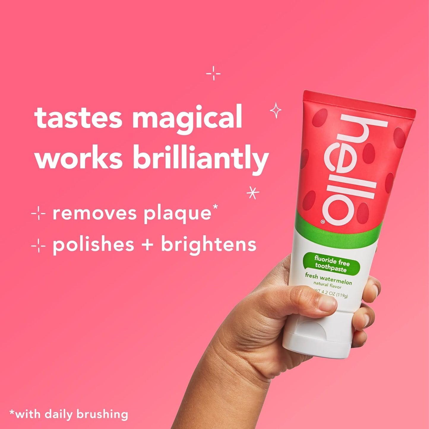 Hello Natural Watermelon Flavor Baby & Kids Fluoride Free Toothpaste, Vegan, SLS Free, Gluten Free, Safe to Swallow for Baby and Toddlers, 4.2 Ounce (Pack of 12)