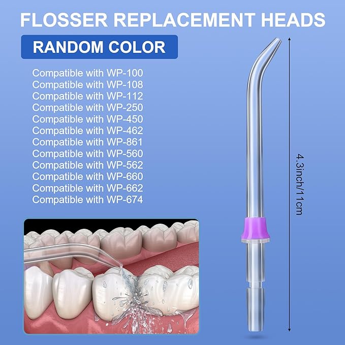 BBTO Oral Hygiene Accessories Standard Water Hose Plastic Handle with Water Flosser Replacement Jet Tip, Compatible with Waterpik Oral Irrigator WP-100 WP-300 WP-660 WP-900 (4 Pieces)