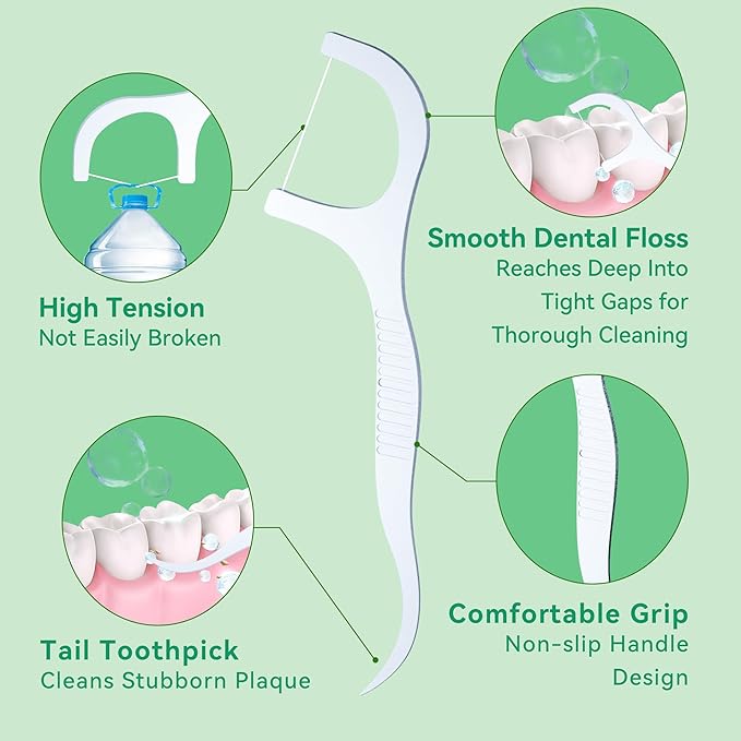Dental Floss Picks 1000 Count Tooth Picks Flossers Gen 5 Toothpicks Sticks to Remove Plaque & Protect Gingivae for Adults & Kids Teeth Cleaning