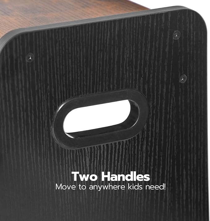 HOOBRO Step Stool for Kids, Two Step Toddler's Stool, Kids Potty Training Stool with Handles, Non-Slip Pads for Safety, Easy to Move, for Sink, Bathroom, Bedroom, Rustic Brown BF01JD01G1