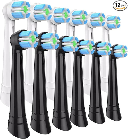 IO Replacement Brush Heads Compatible with OralB iO Series 10/9/7/8/6/5/4/3/2/ Electric Toothbrushes Replacement Heads (6Black+6White, 12 PCS)