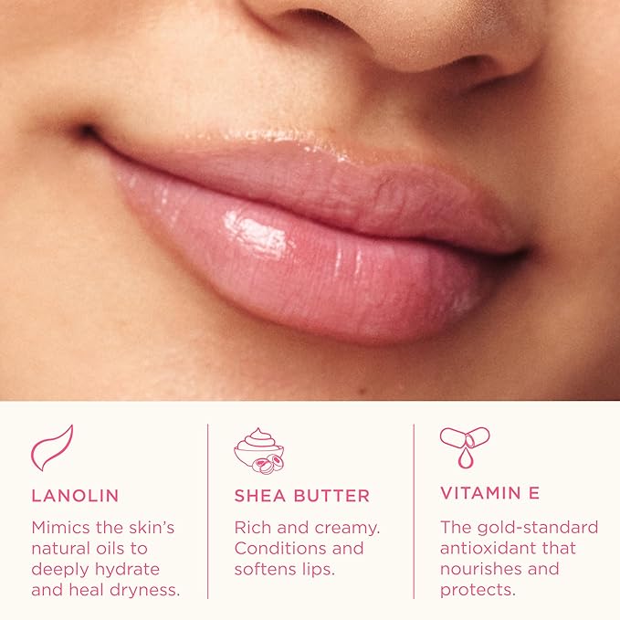 Lanolips Tinted Lip Balm - Moisturizing, Color-Tinted Balm with Lanolin & Vitamin E for Dull, Dry, Cracked Lips, Rhubarb (12.5g / 0.44oz)