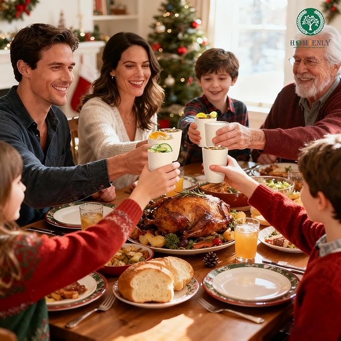 Homienly Wheat Straw Cups, Alternative to Plastic Cups Set of 6, Premium Drinking Glasses - 12 OZ, Unbreakable Drinking Cup, Dishwasher & Microwave Safe Tumbler Cup for Kitchen, Kids, Picnic - Beige