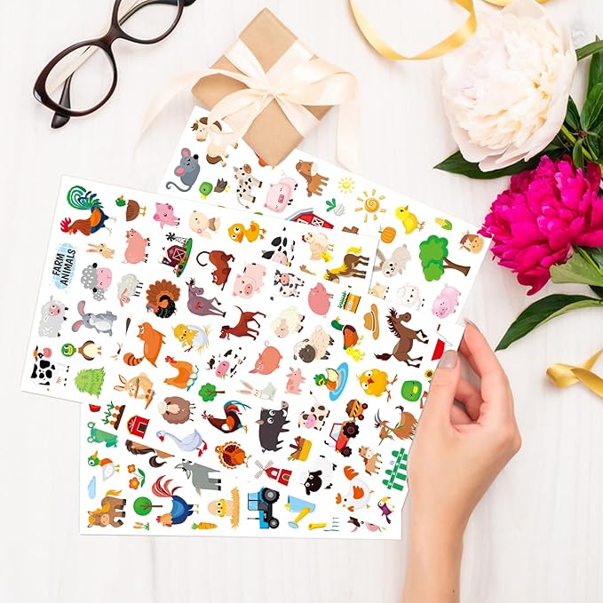 Farm Animal Stickers Cute Farm Barnyard Cow Sheep Horse Decal Sticker 875 Counts Party Gifts Goodie Bags Decor School Reward Birthday Party Favors Water Bottle Sticker Laptop Invitation Decor