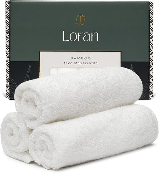 White Washcloths Set of 6 Soft Facial Cloths 10” x 10” 100% Viscose Derived from Bamboo Spa-Like Feel Silky Face Cloth for Skin Cleansing
