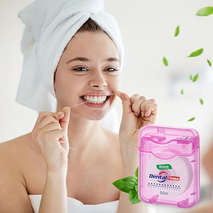 Geiserailie 72 Pack Dental Floss Bulk 50m Each Mint Travel Dental Floss Oral Care for Teeth and Gum Protection(Multicolor)