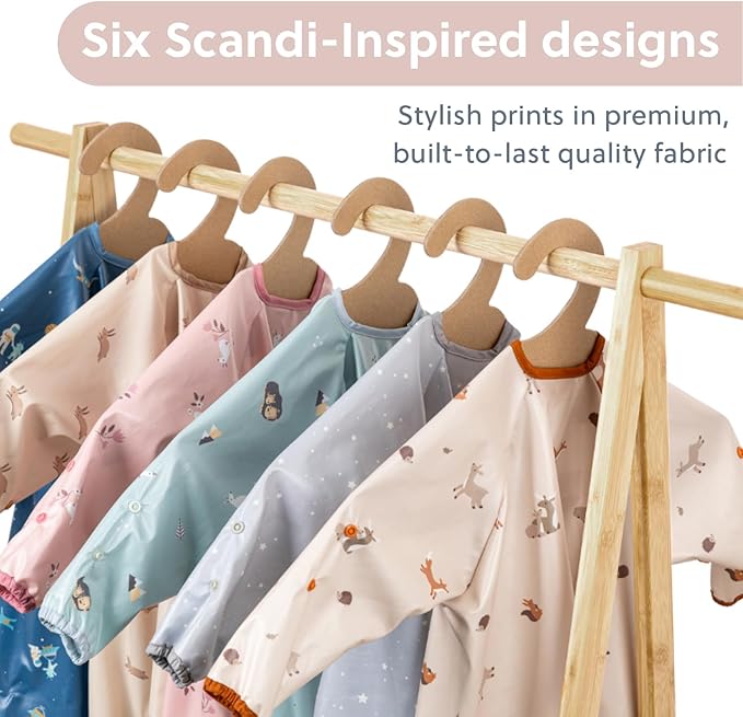 BIBaDO Mess Proof Baby Bib, 2 Pack Long Sleeve Bib, 6 month - 3 Years, Waterproof Bibs for Toddlers, Machine Washable