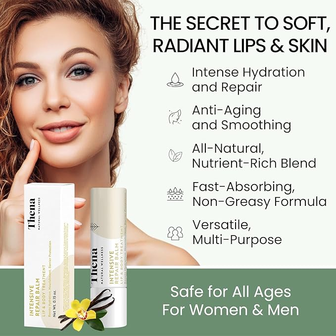 Organic Lip Treatment Balm Ultra Hydrating & Nourishing Care for Dry, Chapped, Cracked Lips & Skin, Visibly Smooths Wrinkles & Fine Lines, Natural Skin Care, 6 Pack Gift Set, Women and Men