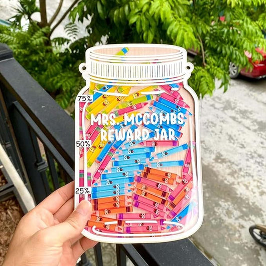 Personalized Reward Jars for Kids - Magnetic Reward Jar for Classroom Behavior – Incentive Jar with Stars for Teachers & Kids – Class Rewards Chart, Potty Training, Behavior Management, Style 05